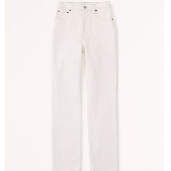 Abercrombie & Fitch Denim - Abercrombie & Fitch Curve Love Ultra High Rise 90s Straight Jean - White